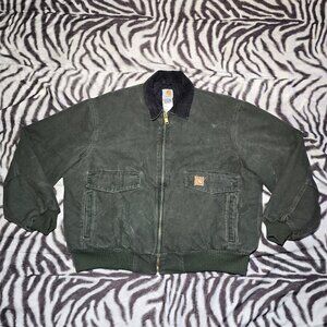 Carhartt J165 MOS quilted duck cotton bomber jacket moss green size mens XXL VTG
